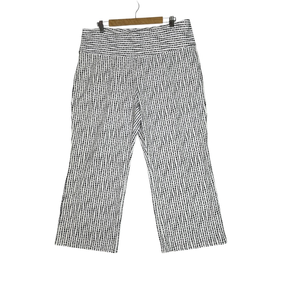 NWT Habitat Core Travel Flood Pant XL‎ Cropped Wide Leg Stretch White Black Dots